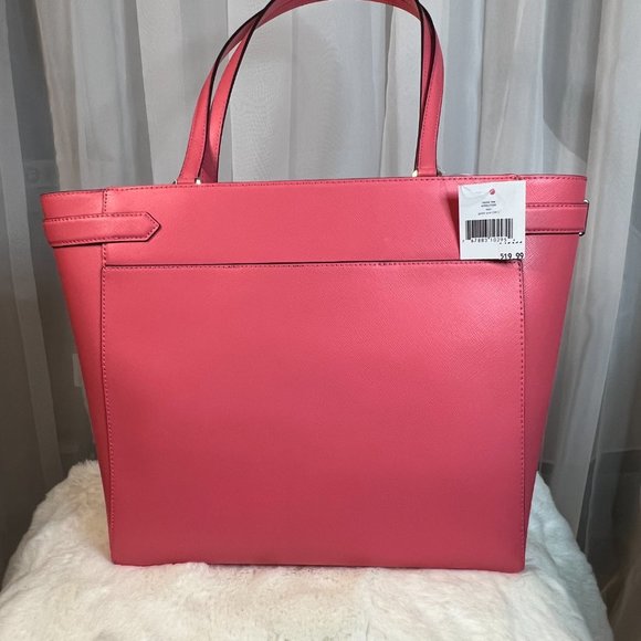 Kate Spade Staci Laptop Tote Triple Compartment Leather Garden Pink - Picture 2 of 8